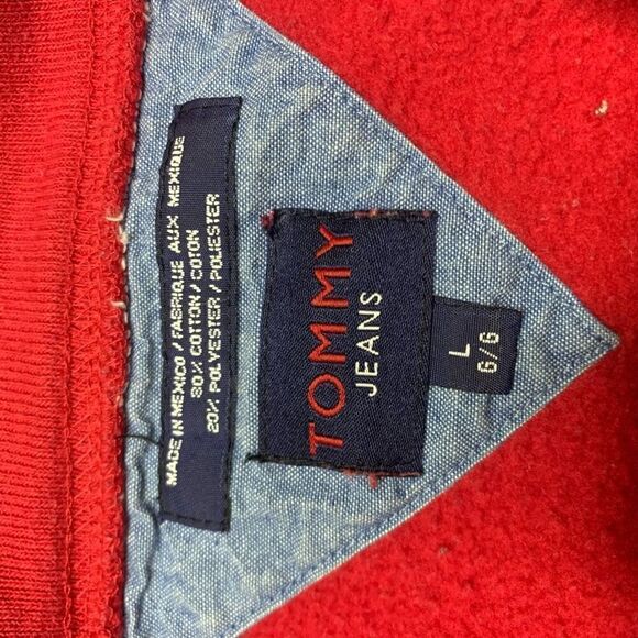 Vintage Tommy Hilfiger Tommy Jeans Mens L Crewneck Large T Sweatshirt 1999 Red - Picture 2 of 11